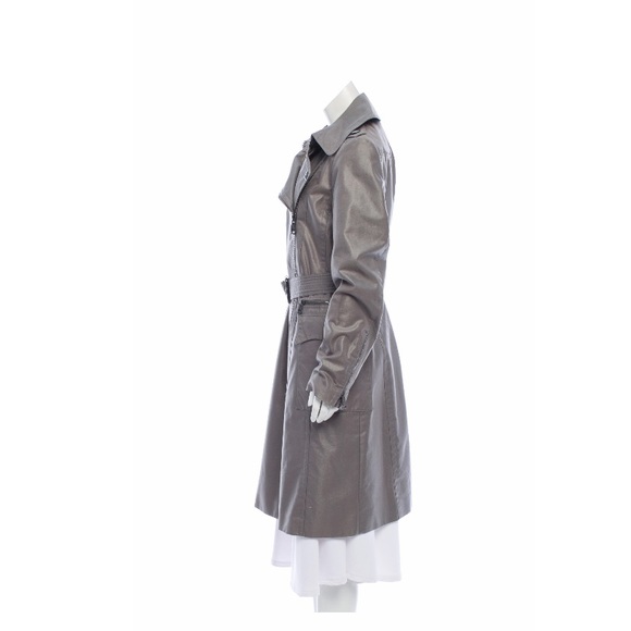 SOLD*** Burberry Gray long zip up trench coat size 10 - Picture 5 of 8